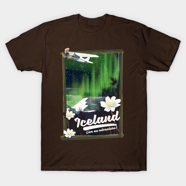 Iceland travel poster T-Shirt by nickemporium1